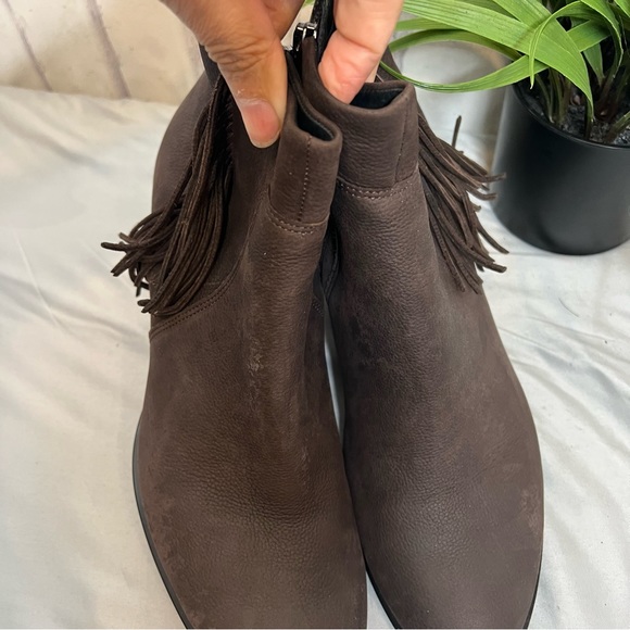 ECCO brown suede leather fringe ankle booties - Picture 5 of 11